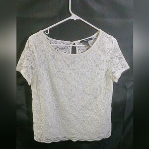 Forever 21 white lace blouse sz med